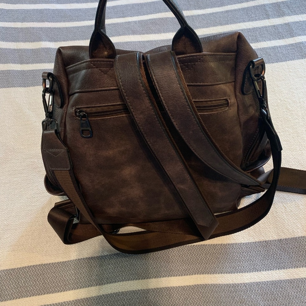 Brown Leather Backpack. Multi Strap, Removable Cr… - image 3